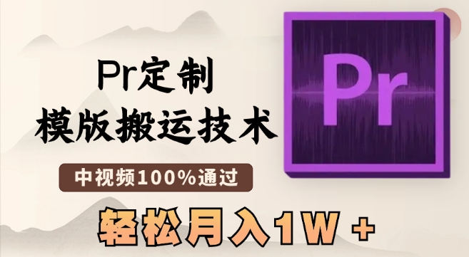 最新Pr定制模版搬运技术，中视频100%通过，几分钟一条视频，轻松月入1W＋【揭秘】-摸金项目网