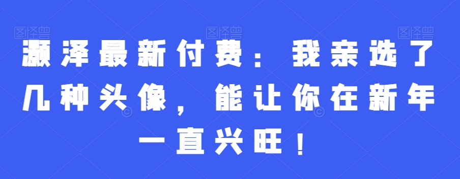 灏泽最新付费：我亲选了几种头像，能让你在新年一直兴旺！-摸金项目网