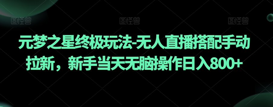 元梦之星终极玩法-无人直播搭配手动拉新，新手当天无脑操作日入800+【揭秘】-摸金项目网