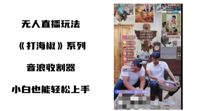 打海椒无人直播整蛊项目，小白轻松上手撸音浪收割器-摸金项目网