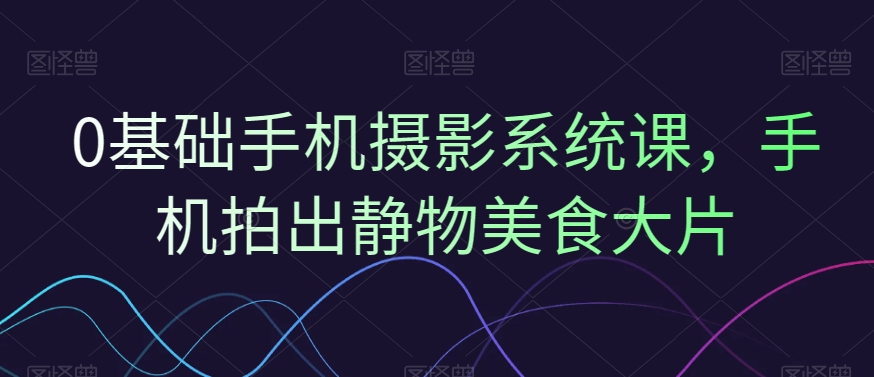 0基础手机摄影系统课，手机拍出静物美食大片-摸金项目网