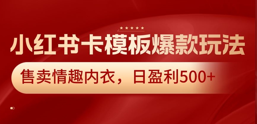 小红书卡模板爆款玩法，售卖情趣内衣，日盈利500+【揭秘】-摸金项目网