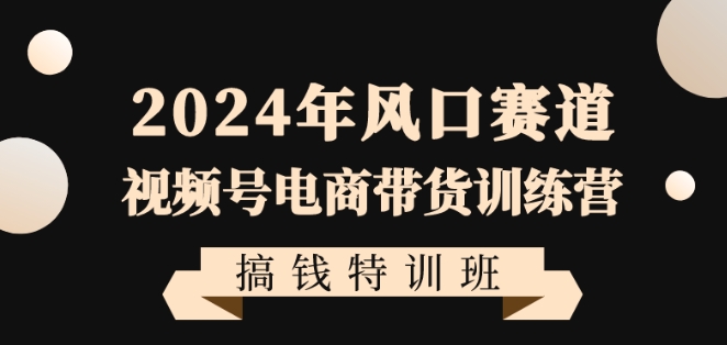 2024年风口赛道视频号电商带货训练营搞钱特训班，带领大家快速入局自媒体电商带货-摸金项目网