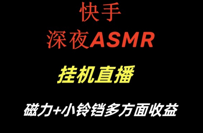 快手深夜ASMR挂机直播，磁力+小铃铛收益（附带工具和5G素材）【揭秘】-摸金项目网