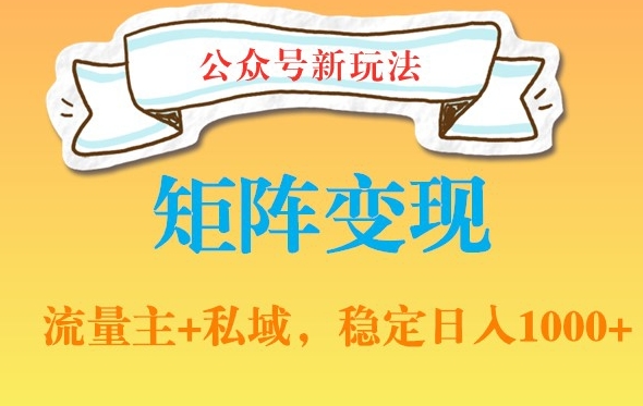 公众号软件玩法私域引流网盘拉新，多种变现，稳定日入1000【揭秘】-摸金项目网