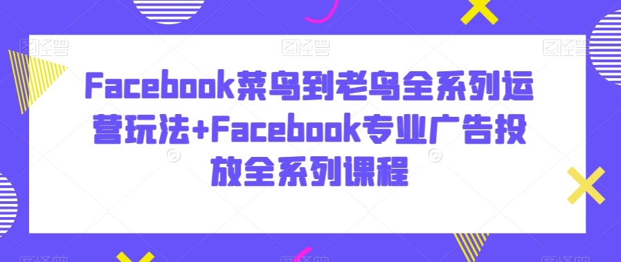 Facebook菜鸟到老鸟全系列运营玩法+Facebook专业广告投放全系列课程-摸金项目网