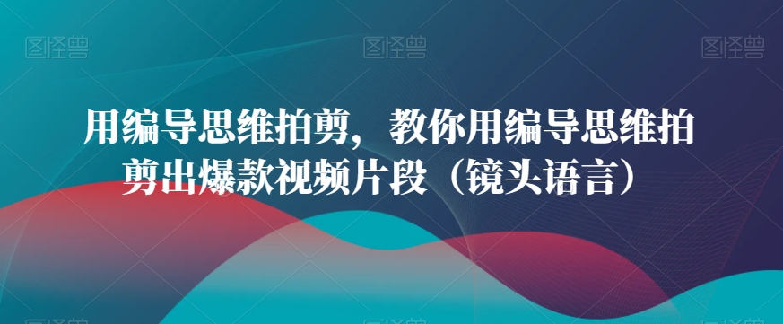 用编导思维拍剪，教你用编导思维拍剪出爆款视频片段（镜头语言）-摸金项目网