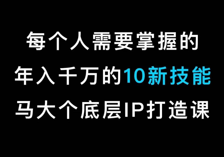 马大个的IP底层逻辑课，​每个人需要掌握的年入千万的10新技能，约会底层IP打造方法！-摸金项目网