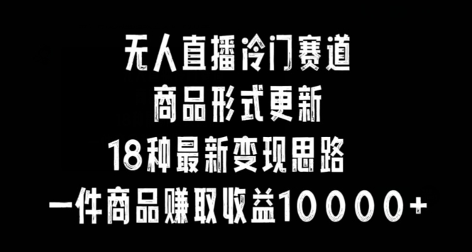 无人直播冷门赛道，商品形式更新，18种变现思路，一件商品赚取收益10000+【揭秘】-摸金项目网
