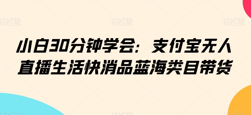 小白30分钟学会：支付宝无人直播生活快消品蓝海类目带货【揭秘】-摸金项目网
