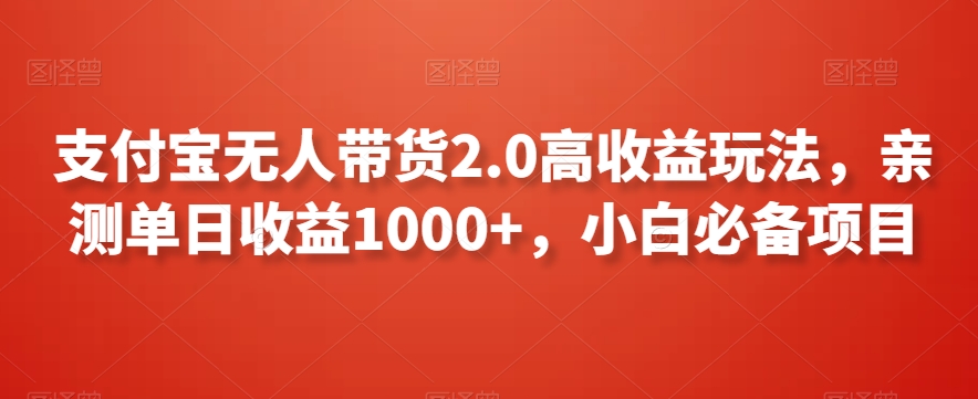 支付宝无人带货2.0高收益玩法，亲测单日收益1000+，小白必备项目【揭秘】-摸金项目网