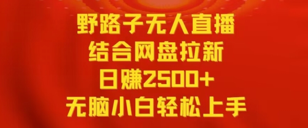 野路子无人直播结合网盘拉新，日赚2500+，小白无脑轻松上手【揭秘】-摸金项目网