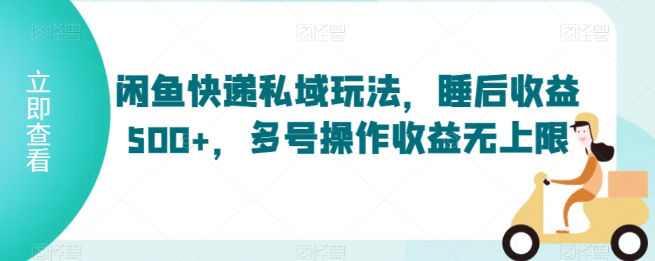 闲鱼快递私域玩法，睡后收益500+，多号操作收益无上限【揭秘】-摸金项目网