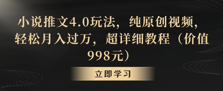 小说推文4.0玩法，纯原创视频，轻松月入过万，超详细教程（价值998元）【揭秘】-摸金项目网