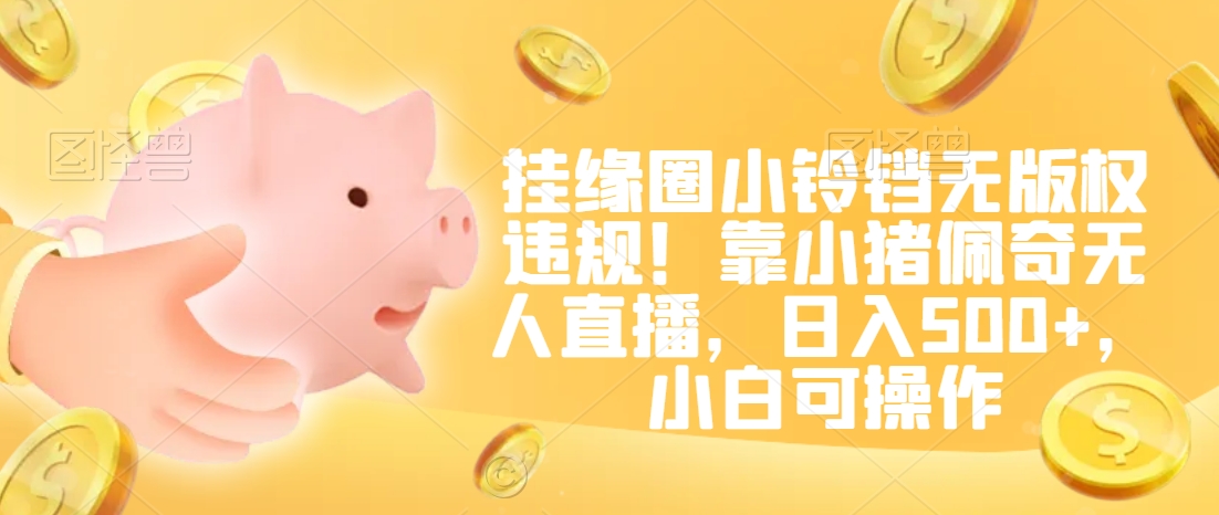 挂缘圈小铃铛无版权违规！靠小猪佩奇无人直播，日入500+，小白可操作【揭秘】-摸金项目网