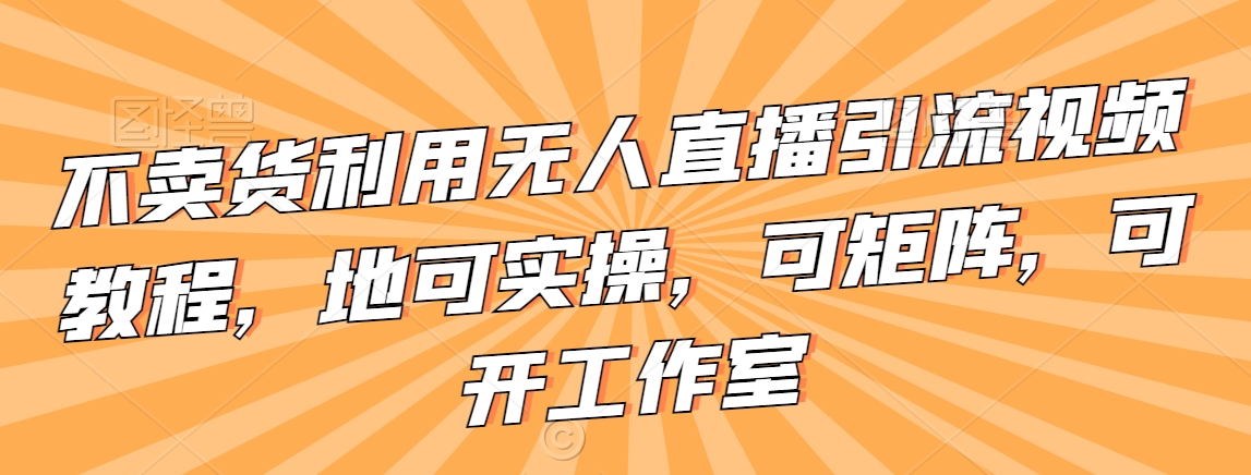 不卖货利用无人直播引流视频教程，地可实操，可矩阵，可开工作室【揭秘】-摸金项目网