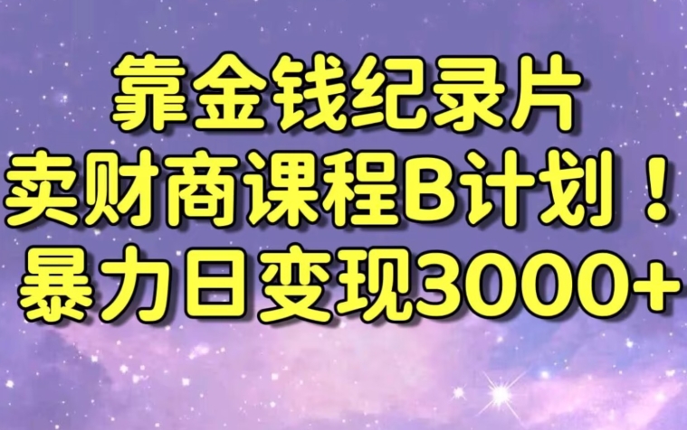 财经纪录片联合财商课程的变现策略，暴力日变现3000+，喂饭级别教学【揭秘】-摸金项目网