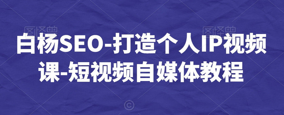 白杨SEO-打造个人IP视频课-短视频自媒体教程-摸金项目网