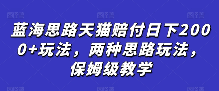 蓝海思路天猫赔付日下2000+玩法，两种思路玩法，保姆级教学【仅揭秘】-摸金项目网