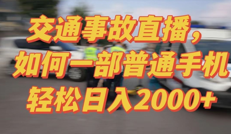 2024最新玩法半无人交通事故直播，实战式教学，轻松日入2000＋，人人都可做【揭秘】-摸金项目网