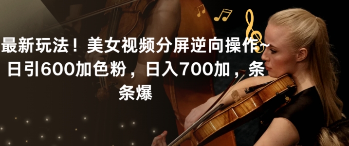 最新玩法！美女视频分屏逆向操作~日引600加色粉，日入700加，条条爆【揭秘】-摸金项目网
