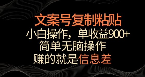 文案号掘金，简单复制粘贴，小白操作，单作品收益900+【揭秘】-摸金项目网