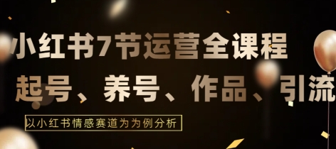 7节小红书运营实战全教程，结合最新情感赛道，打通小红书运营全流程【揭秘】-摸金项目网