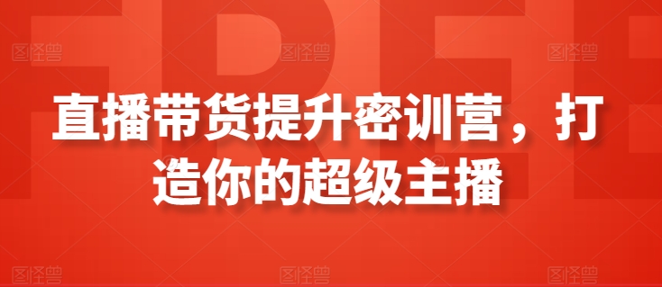 直播带货提升密训营，打造你的超级主播-摸金项目网