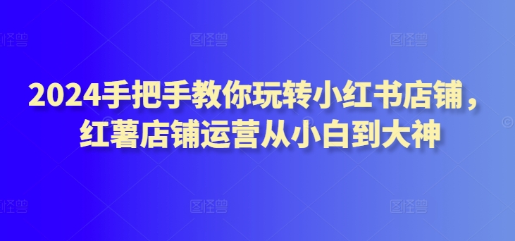 2024手把手教你玩转小红书店铺，红薯店铺运营从小白到大神-摸金项目网