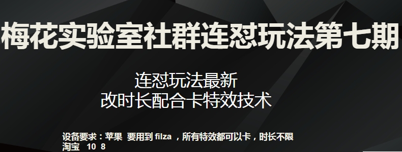 梅花实验室社群连怼玩法第七期，连怼玩法最新，改时长配合卡特效技术-摸金项目网