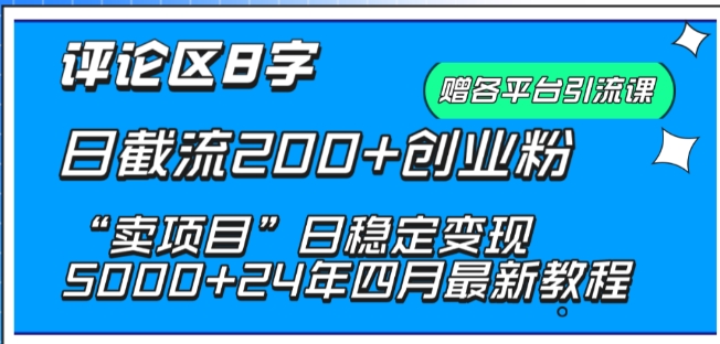 抖音评论区8字日截流200+创业粉 “卖项目”日稳定变现5000+【揭秘】-摸金项目网