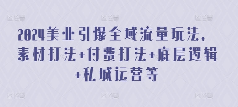 2024美业引爆全域流量玩法，素材打法 付费打法 底层逻辑 私城运营等-摸金项目网
