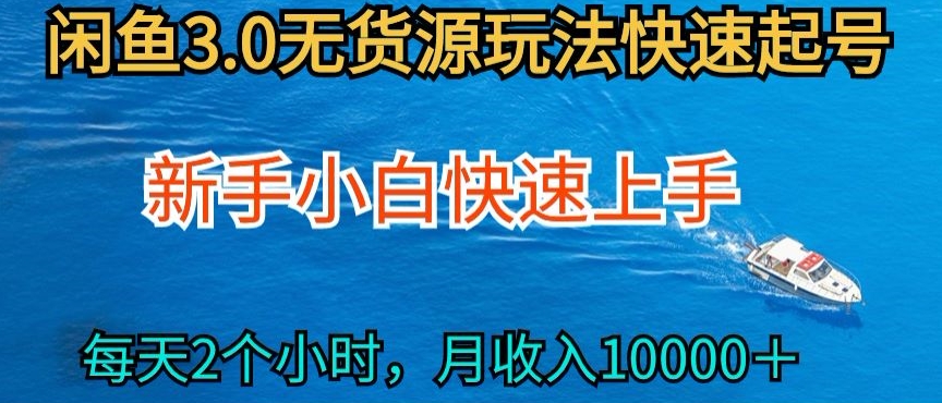 2024最新闲鱼无货源玩法，从0开始小白快手上手，每天2小时月收入过万【揭秘】-摸金项目网