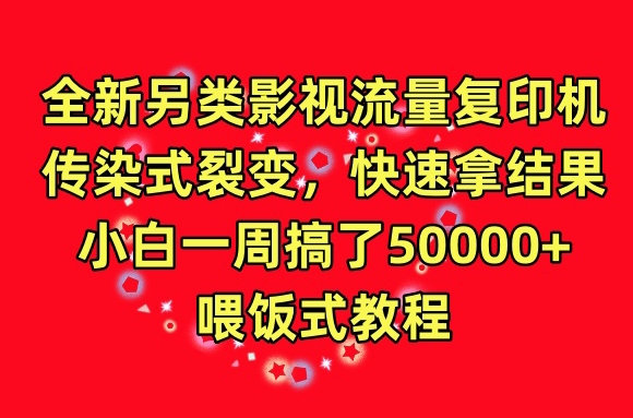 全新另类影视流量复印机，传染式裂变，快速拿结果，小白一周搞了50000+，喂饭式教程【揭秘】-摸金项目网