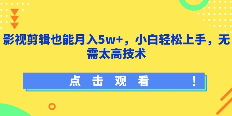 影视剪辑也能月入5w+，小白轻松上手，无需太高技术【揭秘】-摸金项目网
