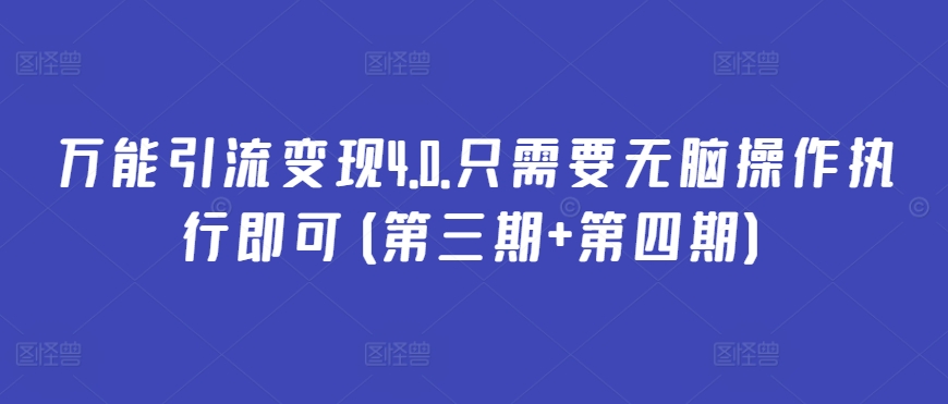万能引流变现4.0.只需要无脑操作执行即可(第三期+第四期)-摸金项目网
