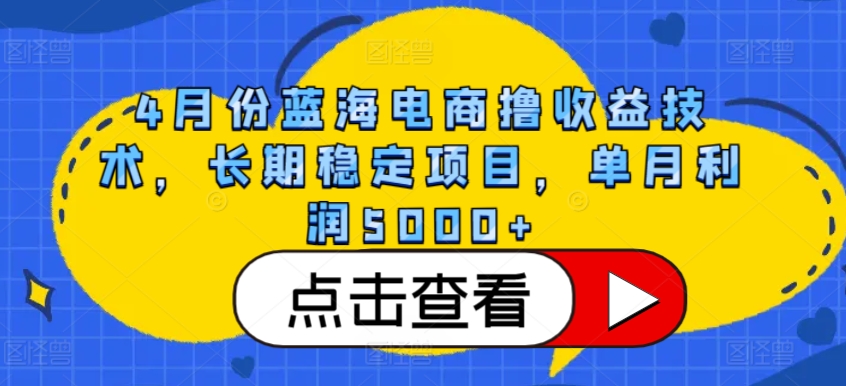 4月份蓝海电商撸收益技术，长期稳定项目，单月利润5000+【揭秘】-摸金项目网