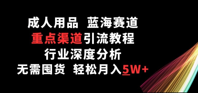 成人用品，蓝海赛道，重点渠道引流教程，行业深度分析，无需囤货，轻松月入5W+【揭秘】-摸金项目网