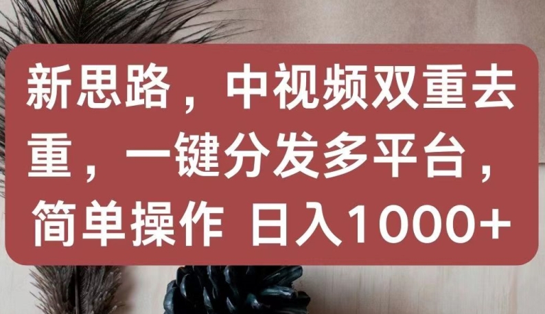 新思路，中视频双重去重，一键分发多平台，简单操作，日入1000+【揭秘】-摸金项目网