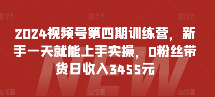 2024视频号第四期训练营，新手一天就能上手实操，0粉丝带货日收入3455元-摸金项目网