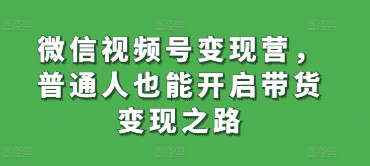 微信视频号变现营，普通人也能开启带货变现之路-摸金项目网