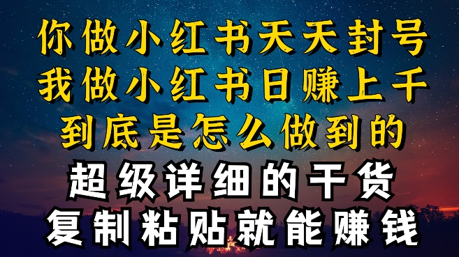 都知道小红书能引流私域变现，可为什么我能一天引流几十人变现上千，但你却频频封号违规被限流【揭秘】-摸金项目网