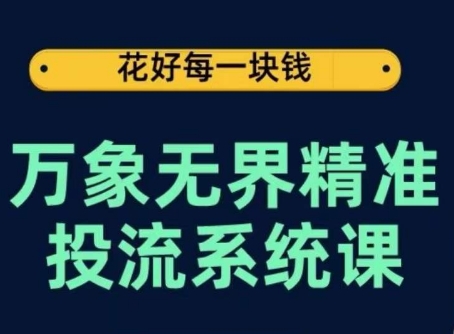 万象无界精准投流系统课，从关键词到推荐，从万象台到达摩盘，从底层原理到实操步骤-摸金项目网