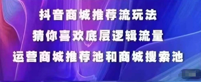 抖音商城运营课程，猜你喜欢入池商城搜索商城推荐人群标签覆盖-摸金项目网