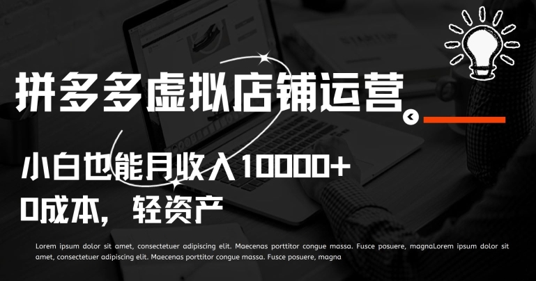 拼多多虚拟店铺运营小白也能月收入10000+【揭秘】-摸金项目网