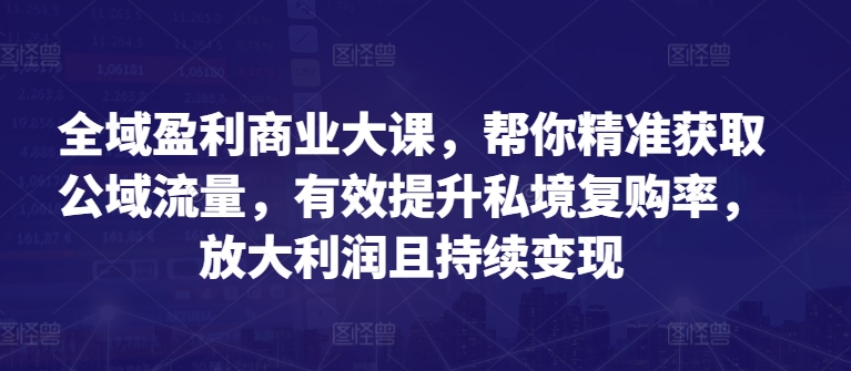 全域盈利商业大课，帮你精准获取公域流量，有效提升私境复购率，放大利润且持续变现-摸金项目网