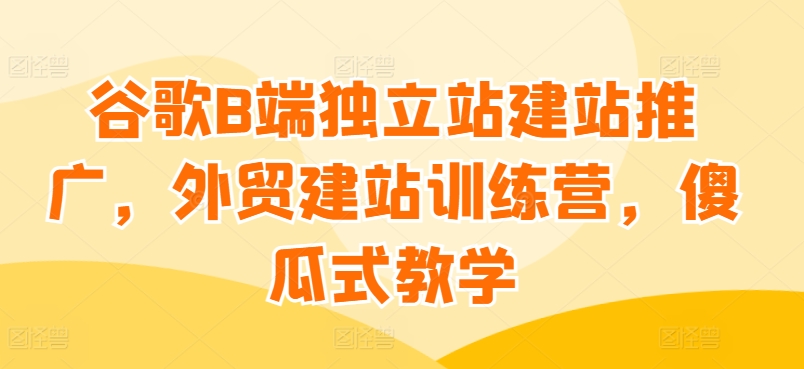谷歌B端独立站建站推广，外贸建站训练营，傻瓜式教学-摸金项目网