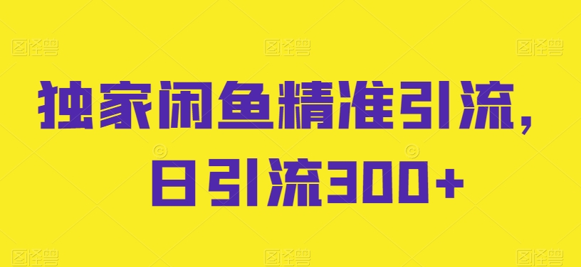 独家闲鱼精准引流，日引流300+【揭秘】-摸金项目网