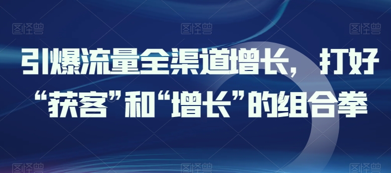 引爆流量全渠道增长，打好“获客”和“增长”的组合拳-摸金项目网
