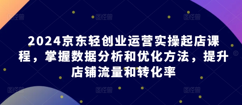 2024京东轻创业运营实操起店课程，掌握数据分析和优化方法，提升店铺流量和转化率-摸金项目网